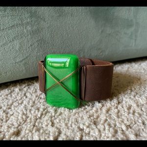 Beautiful Handmade Cuff Vibrant Green Art Glass
